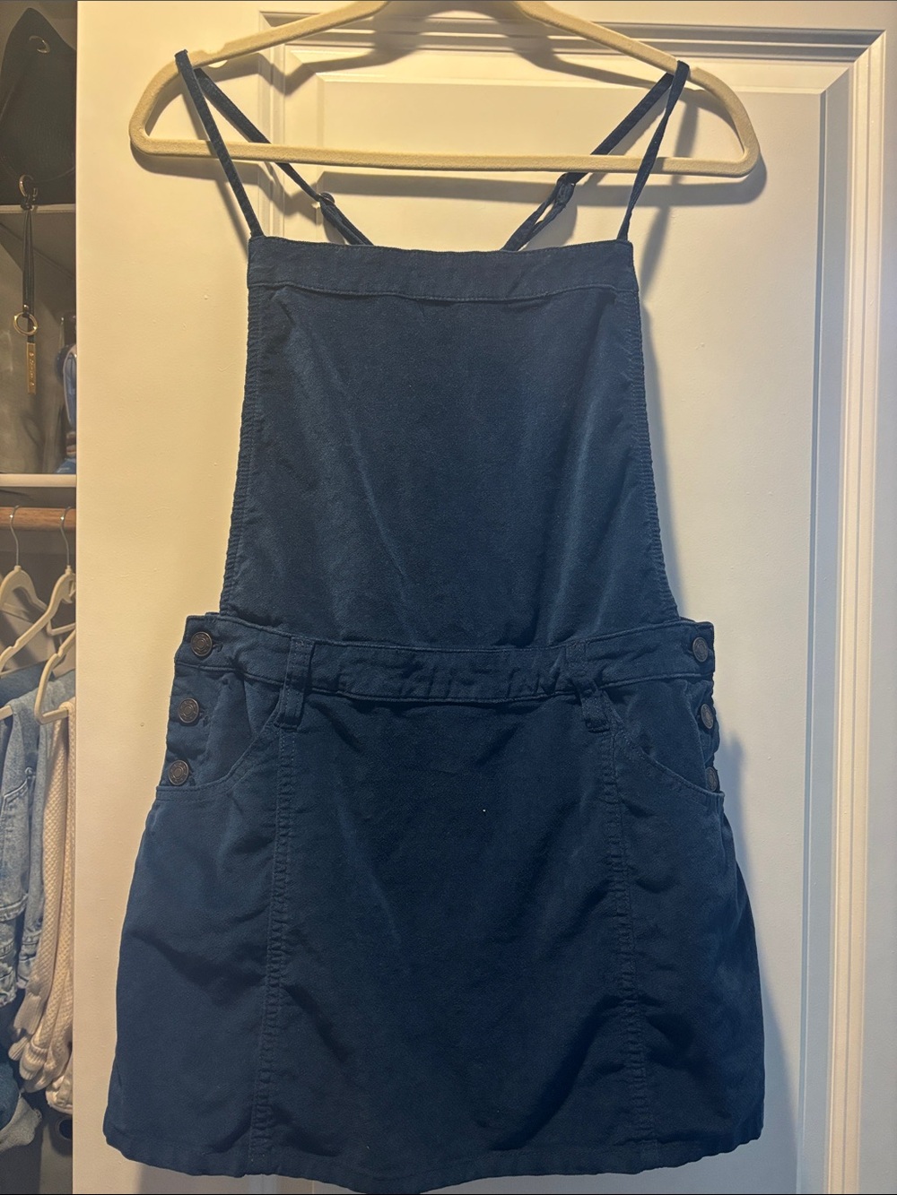 Free People Navy Blue Corduroy Overall Dress Size 2